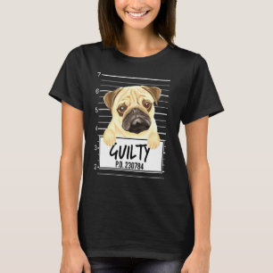 Pug Mugshot Guilty Dog T-Shirt