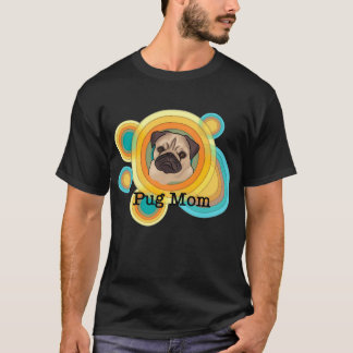 Pug mum colourful retro  T-Shirt