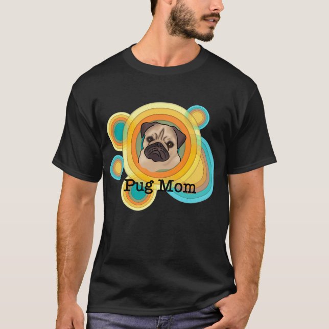 Pug mum colourful retro  T-Shirt (Front)