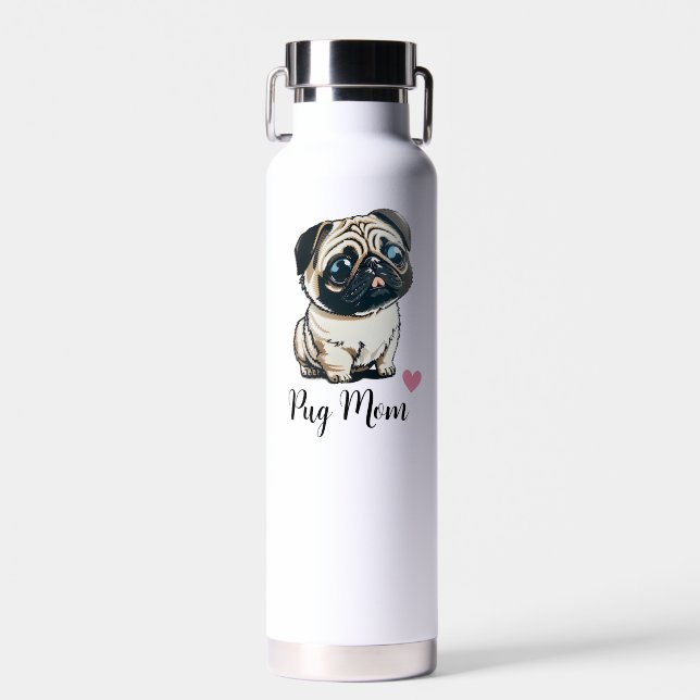 Pug Mum  Copper  Vacuum  Water Bottle (Front)