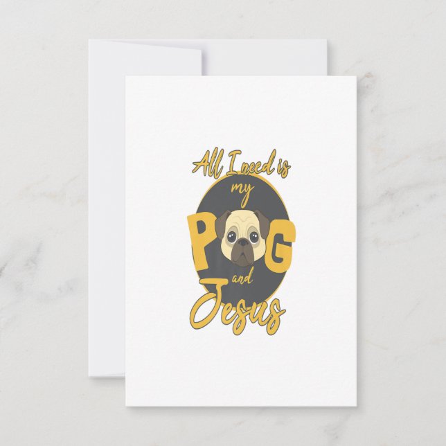 Pug Mum Dad Christian Jesus Dog Lover Pugs Gift RSVP Card (Front)