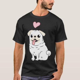 Pug Mum - Distressed Pug Silhouette Design T-Shirt