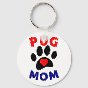 Pug Mum Dog Mum Drawing Key Ring