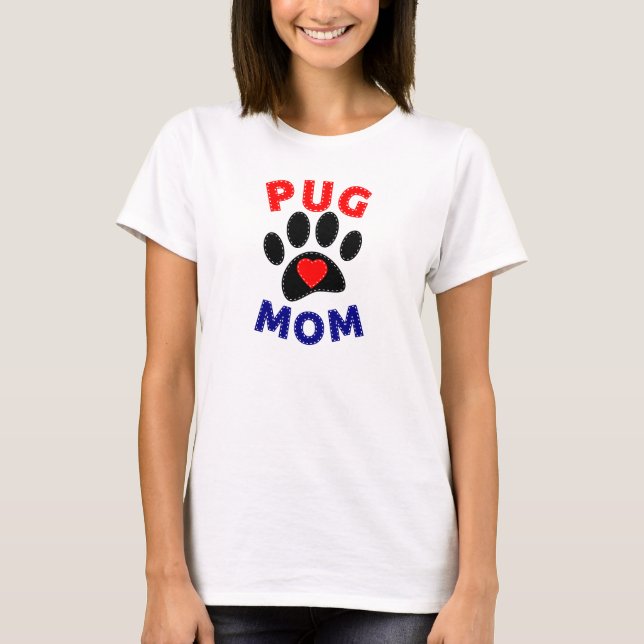 Pug Mum Dog Mum Drawing T-Shirt (Front)