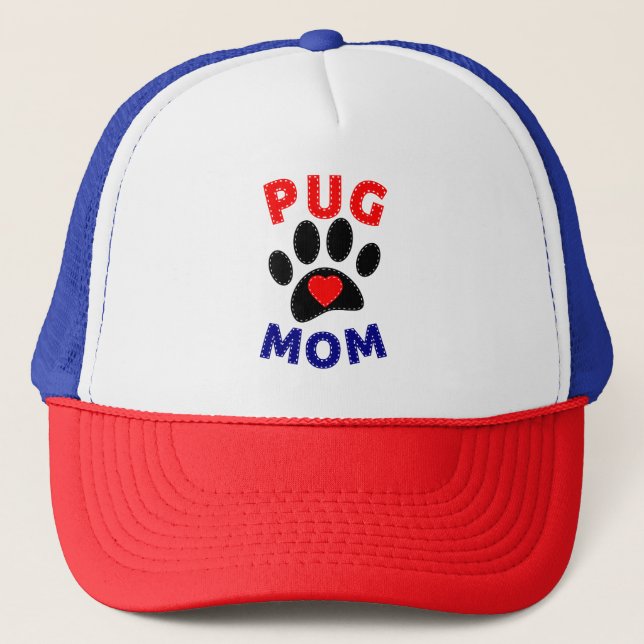 Pug Mum Dog Mum Drawing Trucker Hat (Front)