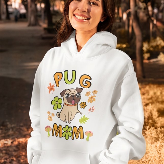 Pug Mum, Fall colours, falling leaves & flowers Hoodie (Creator Uploaded)