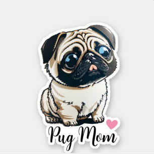 Pug Mum Heart Sticker