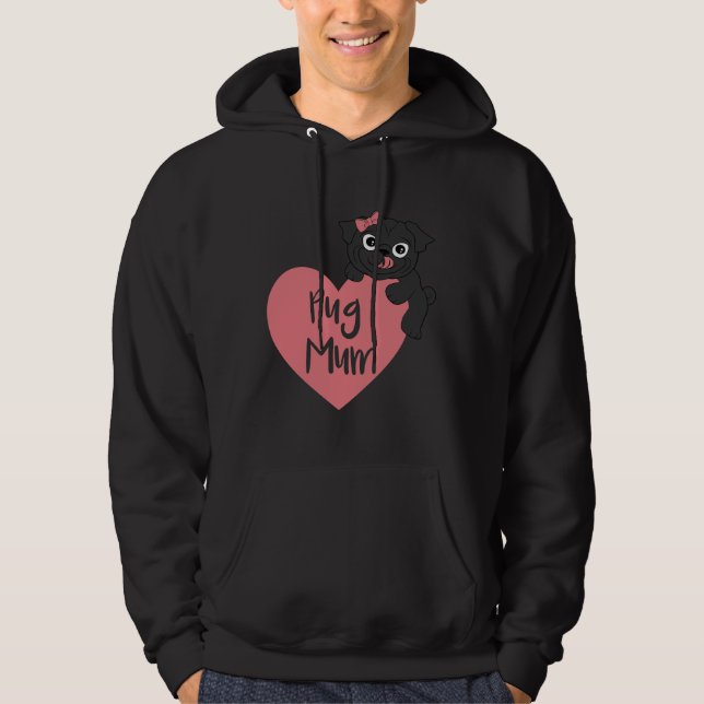 Pug Mum Love Heart Classic T-Shirt 233 Hoodie (Front)