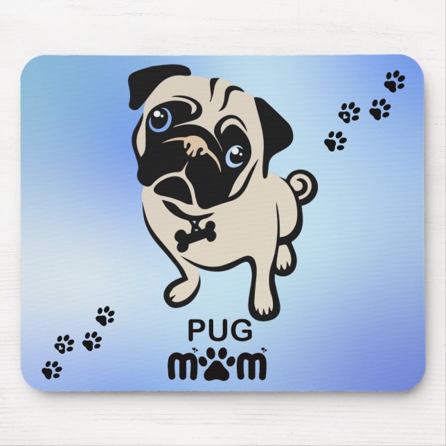 Pug Mum Paw Print Mouse Mat (Front)
