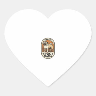 Pug Mum Shirt Vintage Engraving Dog Lover Graphic_ Heart Sticker
