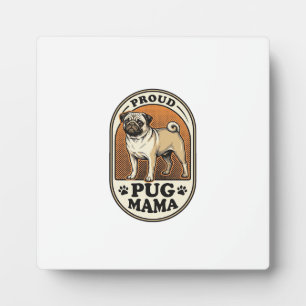 Pug Mum Shirt Vintage Engraving Dog Lover Graphic_ Plaque