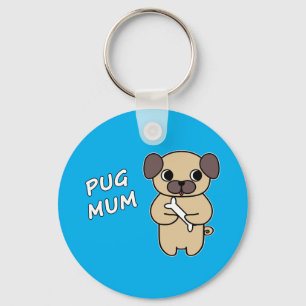 PUG MUM - Sky Blue Key Ring