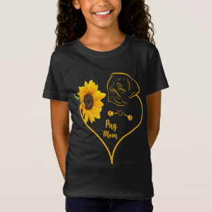 Pug Mum With Sunflower Pug Lovers Mothers Day T-Shirt