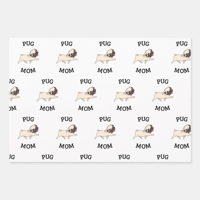 Pug Mum Wrapping Paper Sheet (Front)