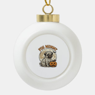 Pug Mummy Halloween Vintage Dog Shirt Design_1 Ceramic Ball Christmas Ornament