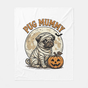 Pug Mummy Halloween Vintage Dog Shirt Design_1 Fleece Blanket
