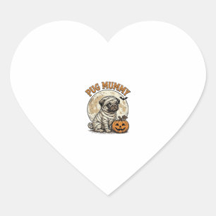 Pug Mummy Halloween Vintage Dog Shirt Design_1 Heart Sticker