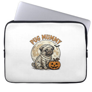 Pug Mummy Halloween Vintage Dog Shirt Design_1 Laptop Sleeve