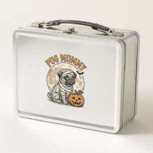 Pug Mummy Halloween Vintage Dog Shirt Design_1 Metal Lunch Box