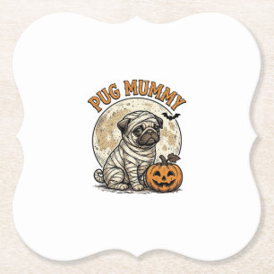 Pug Mummy Halloween Vintage Dog Shirt Design_1 Paper Coaster