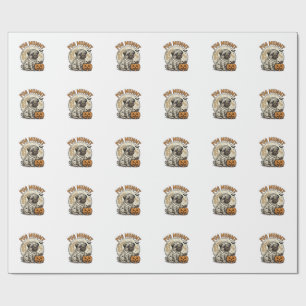 Pug Mummy Halloween Vintage Dog Shirt Design_1 Wrapping Paper