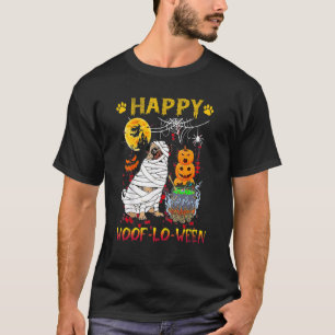 Pug Mummy Happy Woof Lo Ween Halloween Pumpkin T-Shirt