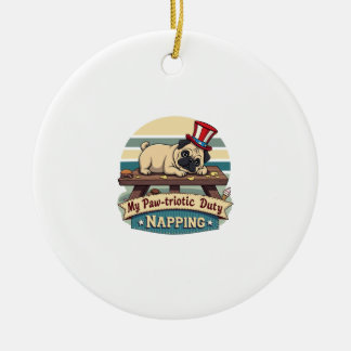 Pug Napping Ceramic Tree Decoration