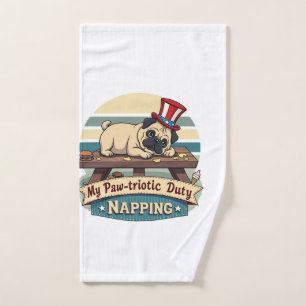 Pug Napping Hand Towel