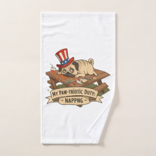 Pug Napping Hand Towel