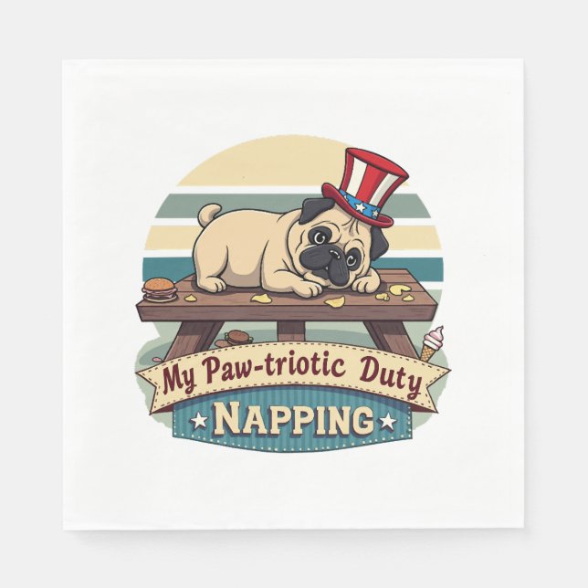 Pug Napping Napkin (Front)