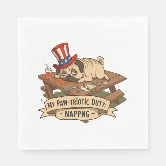 Pug Napping  Napkin (Front)