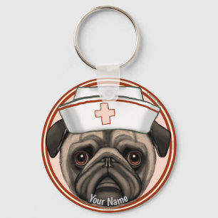 Pug Nurse  Key Ring
