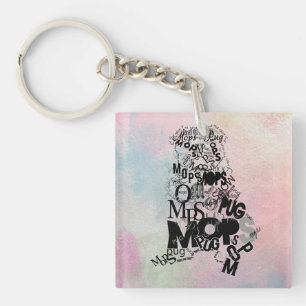 Pug of Type Key Ring
