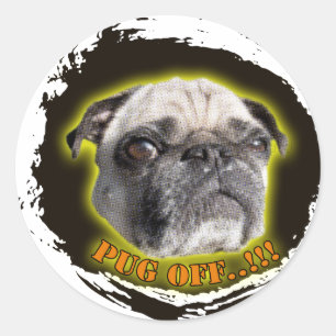 pug off classic round sticker