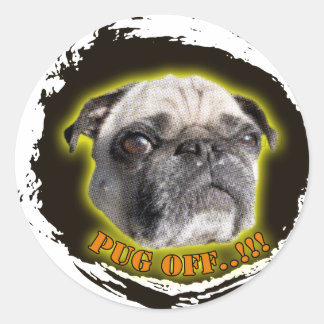 pug off classic round sticker