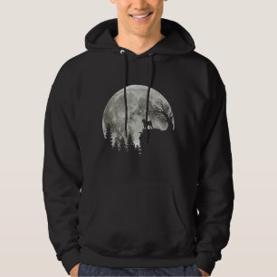 pug on mountain big moon halloween themed hoodie