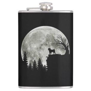Pug On Mountain Halloween Graphic Tees Gifts Hip Flask