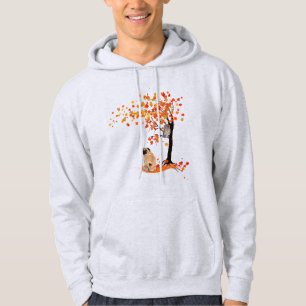 Pug Owl And Fall Tree Pug Owner Funny Pug Autumn Hoodie