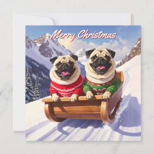 Pug Pack of Flat Christmas Card