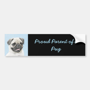 Pug Painting - Cute Original Dog Art Bumper Sticker
