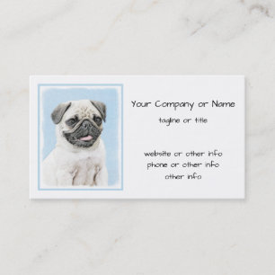 Pug Painting - Cute Original Dog Art Business Card