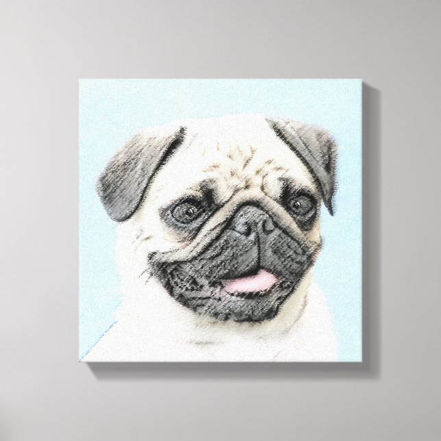Pug Painting - Cute Original Dog Art Canvas Print (Front)
