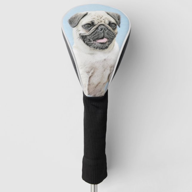 Pug Painting - Cute Original Dog Art Golf Head Cover (Front)