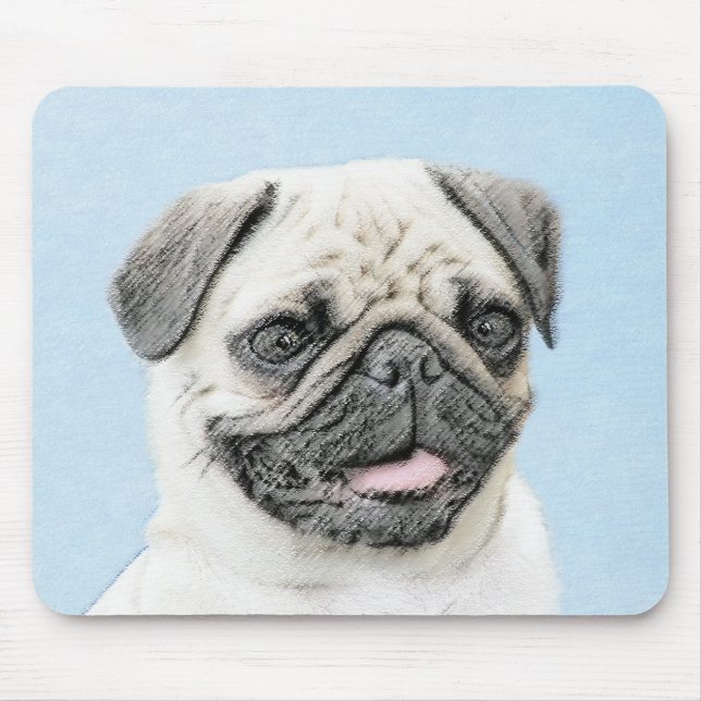 Pug Painting - Cute Original Dog Art Mouse Mat (Front)