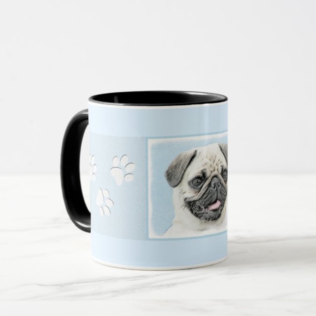 Pug Painting - Cute Original Dog Art Mug (Front Left)