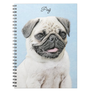 Pug Painting - Cute Original Dog Art Notebook