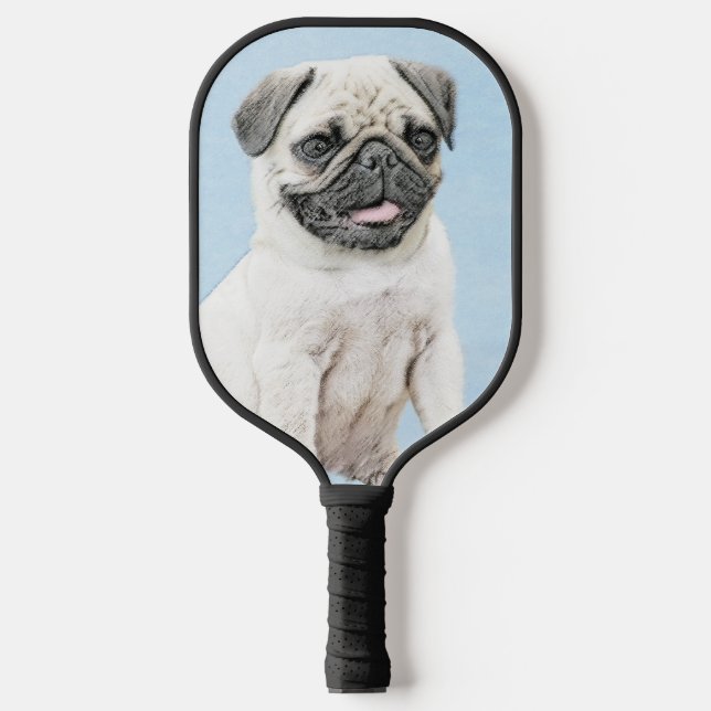 Pug Painting - Cute Original Dog Art Pickleball Paddle (Front)