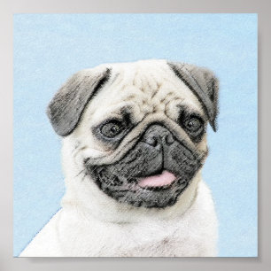 Pug Painting - Cute Original Dog Art Poster