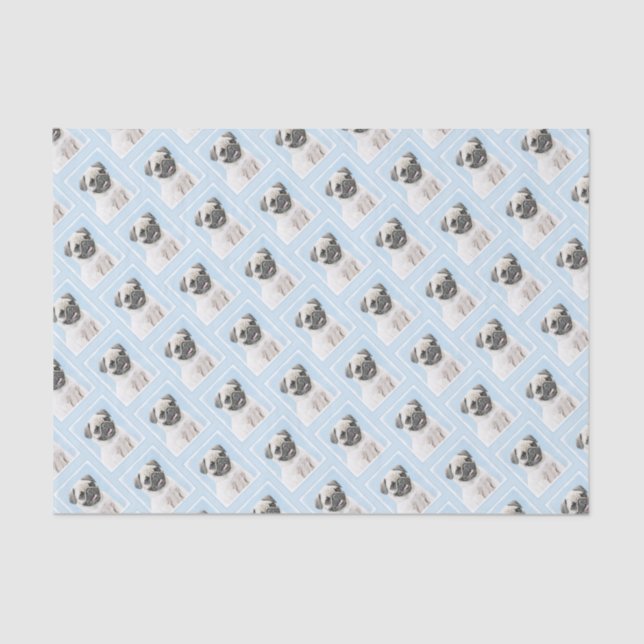 Pug Painting - Cute Original Dog Art Tissue Paper (Front)