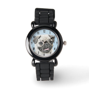 Pug Painting - Cute Original Dog Art Watch